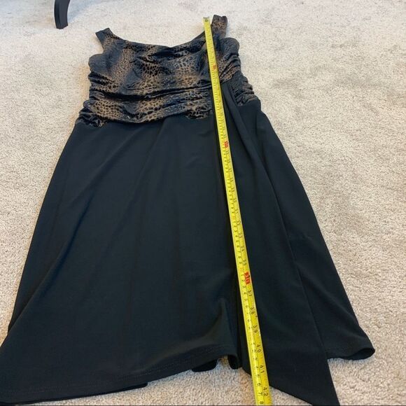 FRANK Lyman Design Black Leopard Animal Print Dress Sz 12 Black Brown Sleeveless - Picture 12 of 13